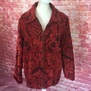 Vintage Indigo Moon Red and Black Tapestry Brocade Jacket